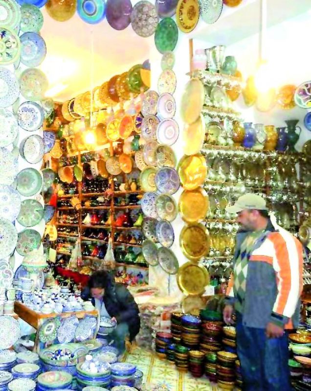 Wares displayed at the souk