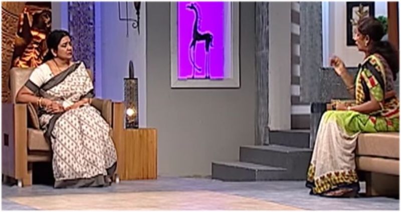 Jeevitha Rajshekar listens to a woman's problems on the show