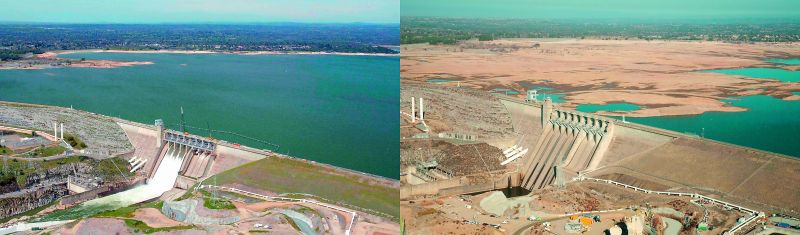 No great lakes: California's Folsom Lake, pictured here in 2011 (left) and in 2014 (right)