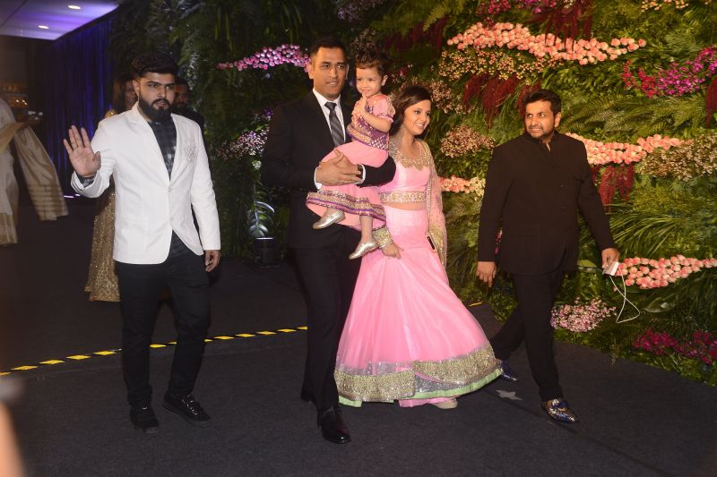 Former Team India skipper MS Dhoni along with wife Sakshi and daughter Ziva  attended Virat Kohli-Anushka Sharma's wedding reception at St Regis  in Mumbai on Tuesday. (Photo: Viral Bhayani / Deccan Chronicle)