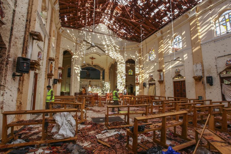 A view of St. Sebastian's Church damaged in blast in Negombo, north of Colombo, Sri Lanka. (Photo:AP)