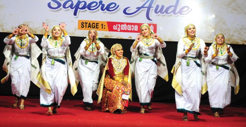 Students of Vishnu Ayurveda College, Shoranur, perform oppana at Health University Interzone art festival in Thrissur ANUP K. VENU