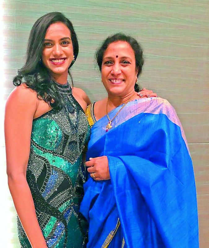 P.V. Sindhu with her mother P. Vijaya