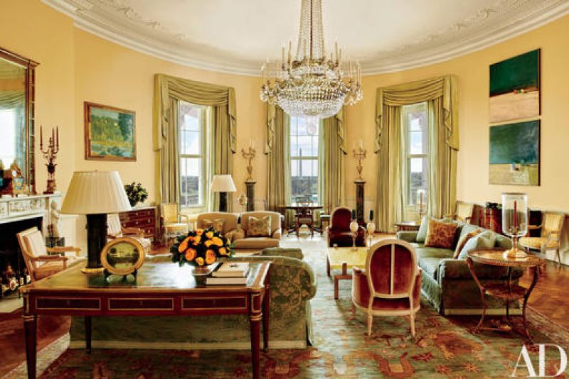 The image provided by Architectural Digest shows the Yellow Oval Room in the White House.