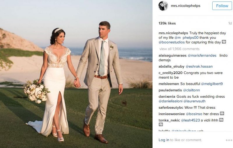 Michael Phleps gets married to former Miss California Nichole Johnson, in Mexico.