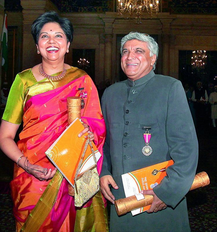 Indira K. Nooyi with Javed Akhtar