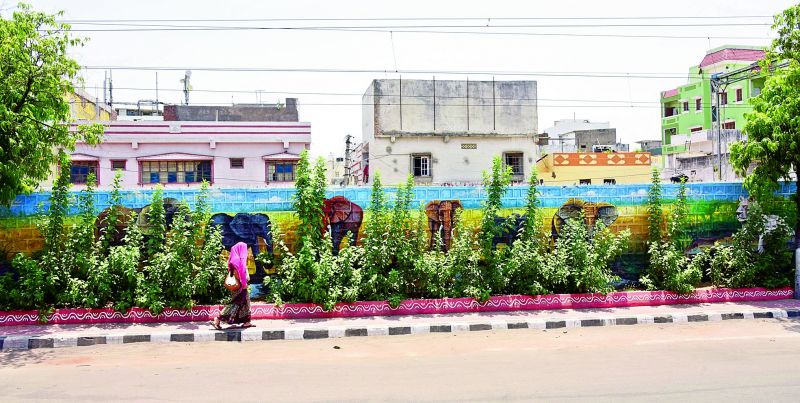 The walls on Raj Bhavan road have been beautified with wall paintings recently. 