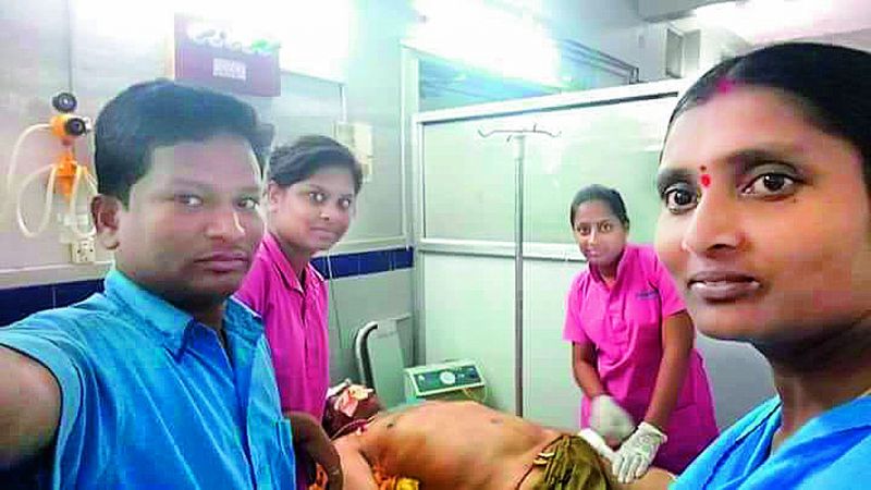 A compounder at Kamineni Hospital takes a selfie with three nurses and the body of actor-politician Nandamuri Harikrishna on August 20. The picture was uploaded on social media to condole Harikrishna's demise. This did not go down well with netizens, following which Kamineni Hospital suspended the staff. In a statement, the hospital said it was an  uncivilised act of invasion of privacy  and that legal action was being taken against them.