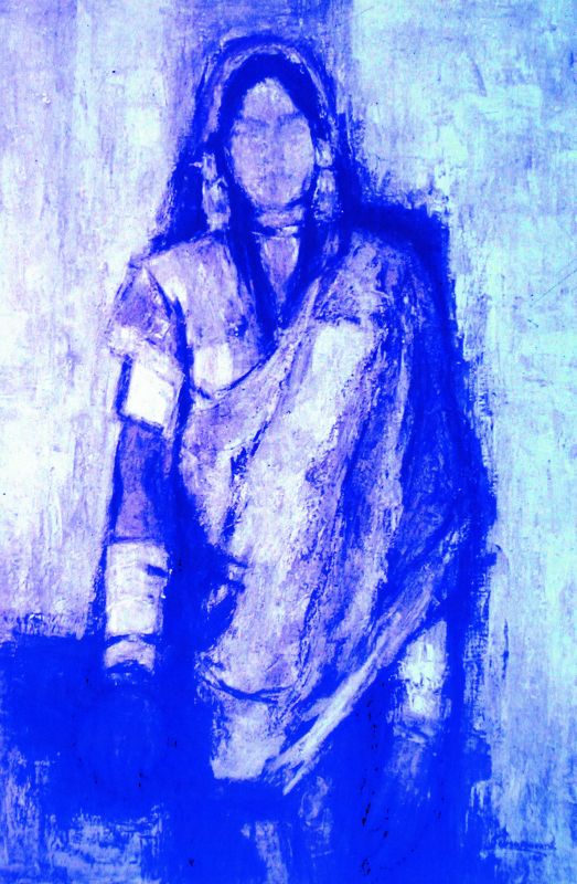 The painting, from his collection of earliest works, is title Banjara Women. A classic tempera on paper, it is dated 1960.