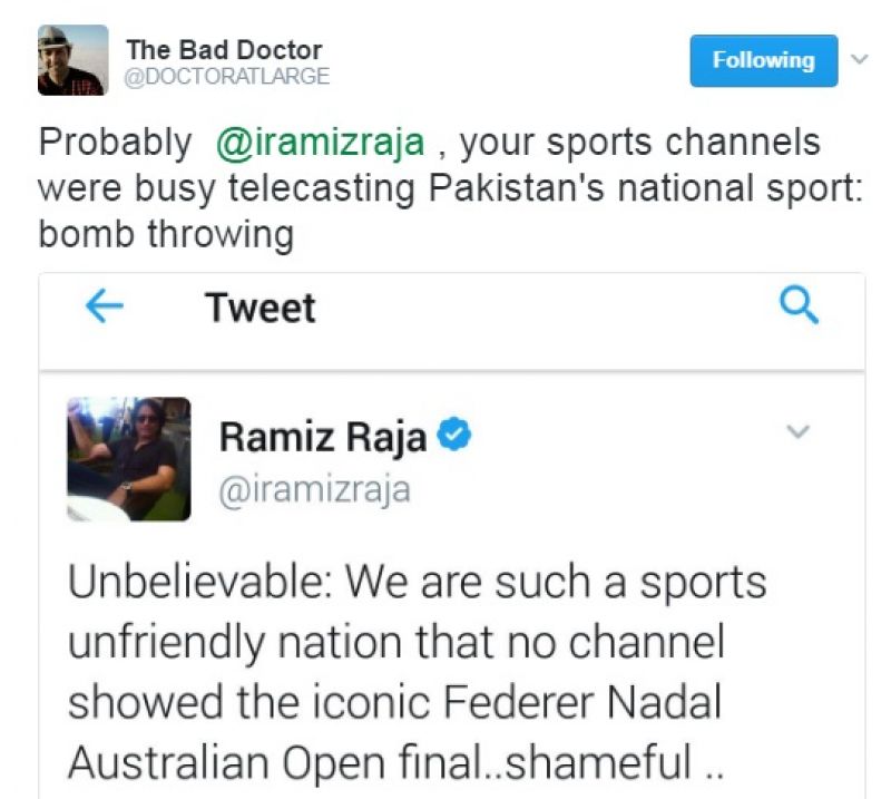 Ramiz Raja trolled, Australian Open final, Roger Federer, Rafael Nadal