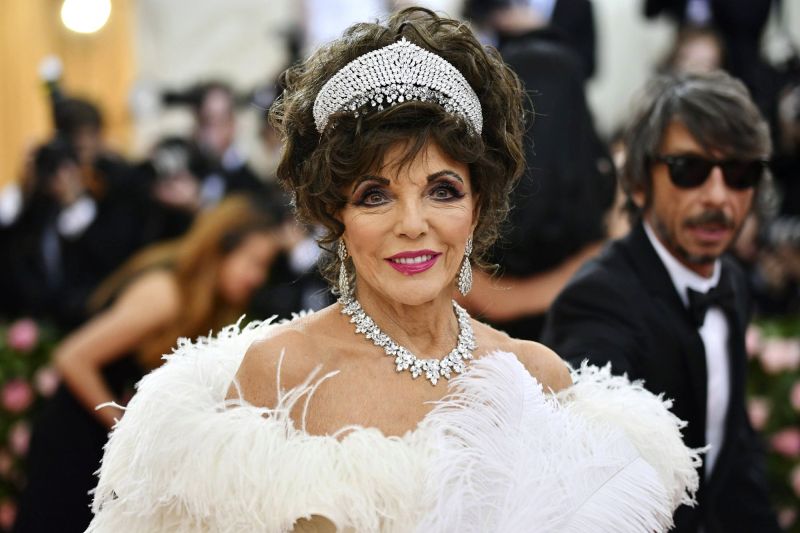 Joan Collins attended the 2019 Met gala that celebrated the opening of the â€˜Camp: Notes on Fashionâ€™ exhibition in New York. (Photo: AP)