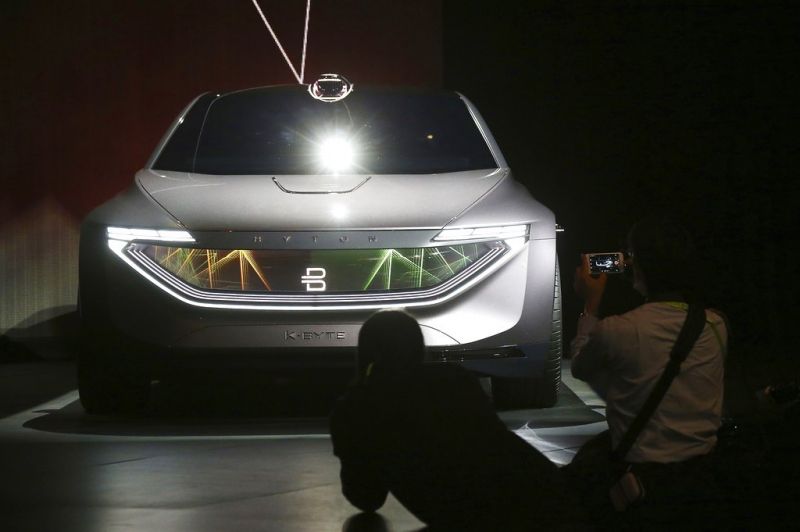 Byton unveils the K-Byte Concept car during a news conference before CES International Sunday, Jan. 6, 2019, in Las Vegas. (AP Photo/Ross D. Franklin)