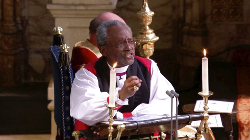 The Most Rev Bishop Michael Curry, primate of the Episcopal Church, speaks during the wedding ceremony of Prince Harry and Meghan Markle at St. George's Chapel in Windsor Castle. (Photo: AP)