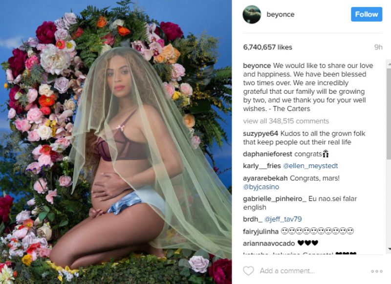 Beyonce announces she's expecting twins, posts beautiful picture