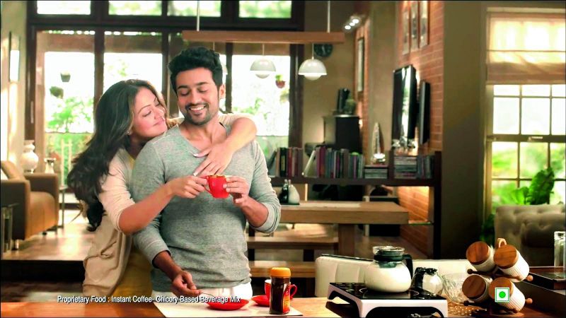 Jyothika and Suriya in an advertisement for  a coffee brand.