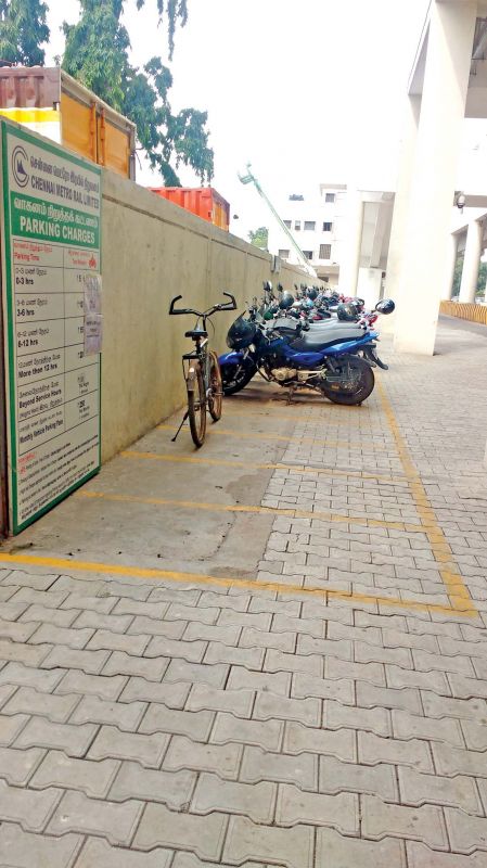 Absence of car parking facility at Meenambakkam metro station irks commuters. (Photo: DC)