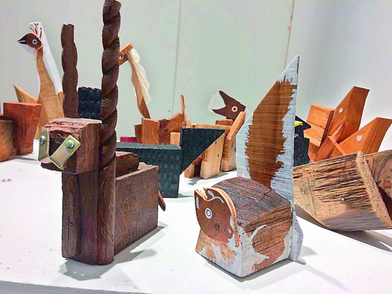 Paper-weights made of scrap wood by artist Pawan Kumar