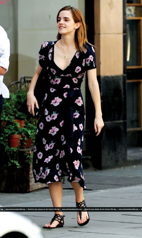 Emma Watson spotted wearing her vintage floral dress.