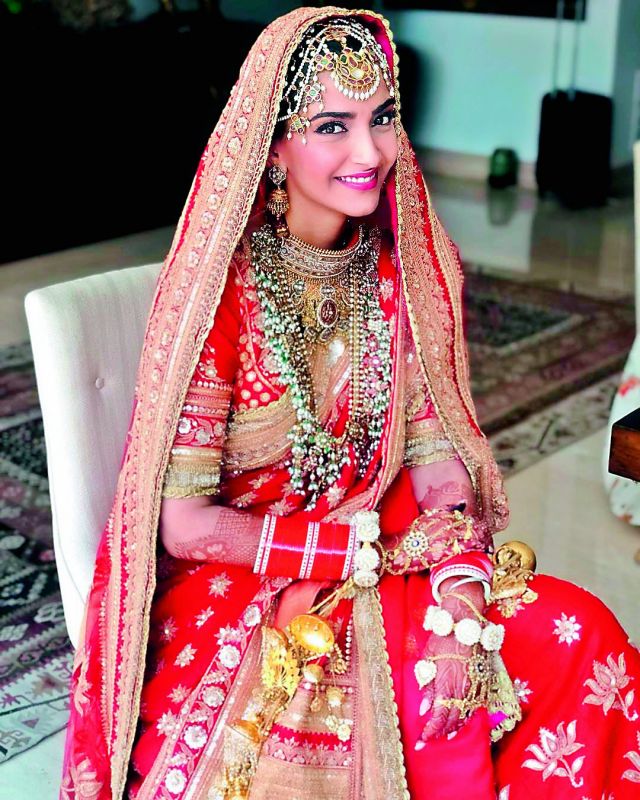Sonam Kapoor dressed in wedding finery