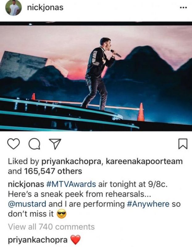 Priyanka Chopra's comment on Nick's photo
