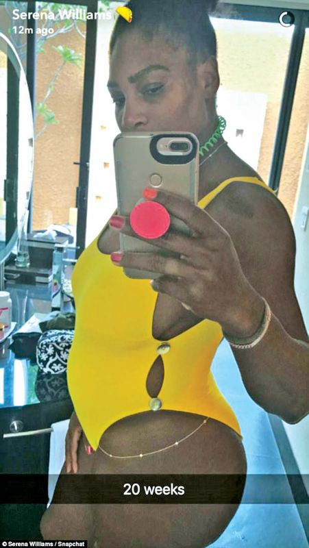 Serena's Snapchat post of her baby bump'