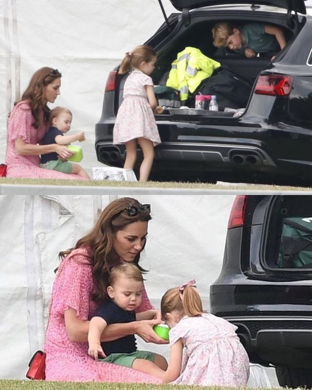 Kate was seen with her three children George, Charlotte and Louis at the polo match. (Photo: Instagram)