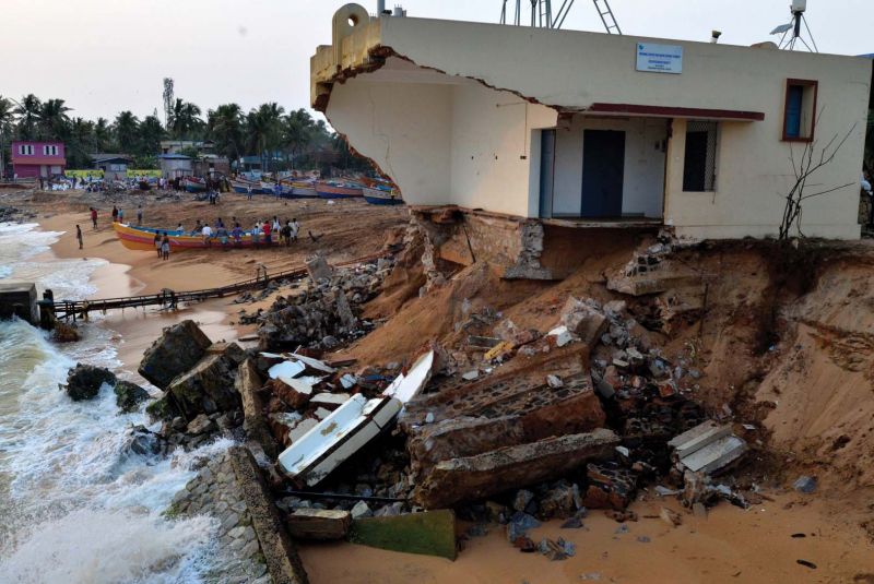 Another house that bore the brunt of sea waves along the coast in Thiruvananthapuram. (Photo: DC FILE)