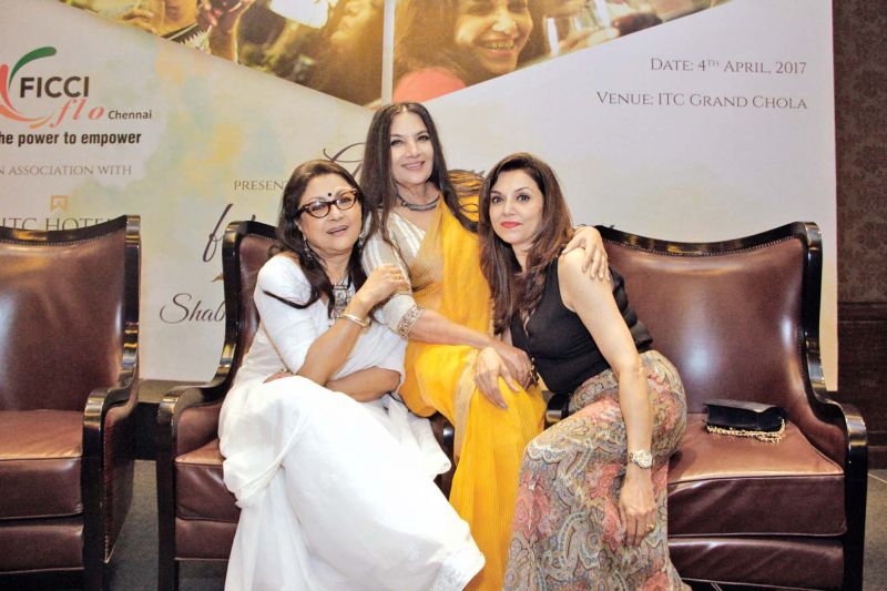 (Left to right) Aparna Sen, Shabana Azmi and Lilette Dubey in Chennai recently