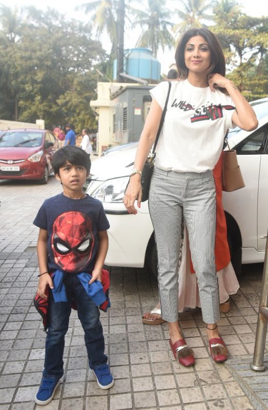 Shilpa Shetty with her son Viaan at Coco screening.