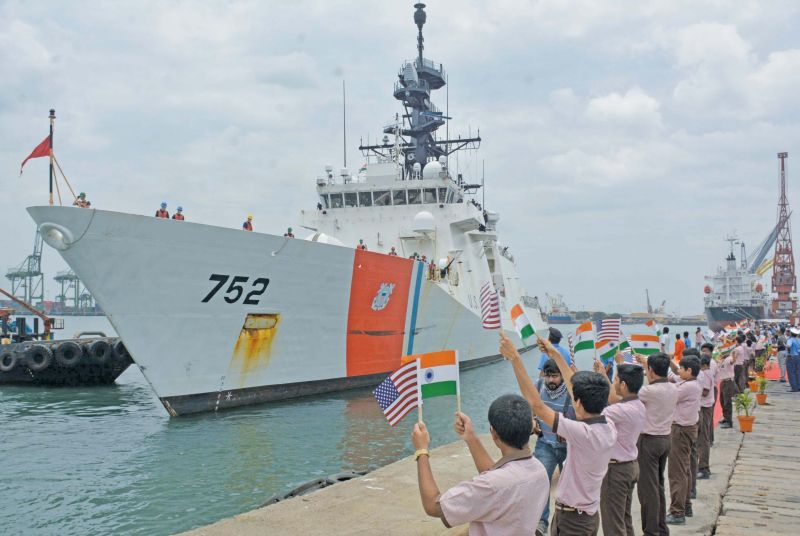 The Indian Coast Guard ship ICGS Shaurya took part in the joint exercise on Friday. (Photo: DC)