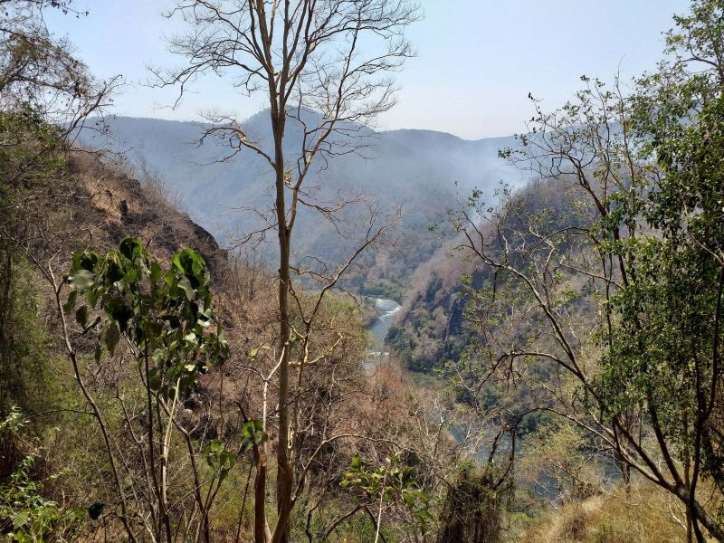 A picturesque view of the Western Ghats and Kali river adjacent to the caves.