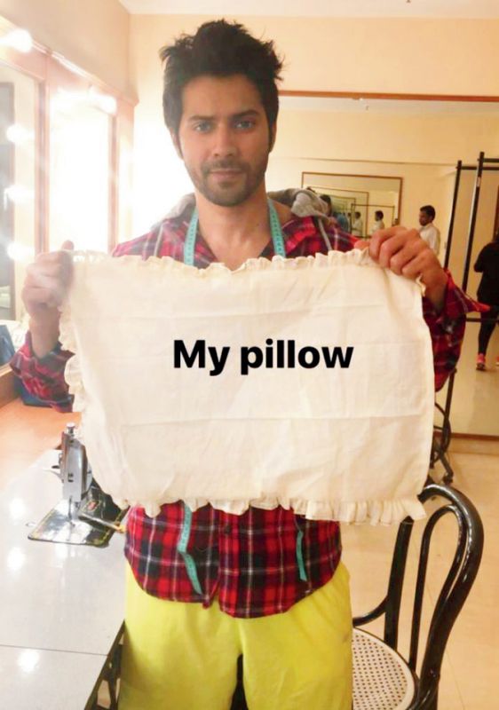 Varun Dhawan shares an instagram story of making his pillow during 'Sui Dhaaga' prep.