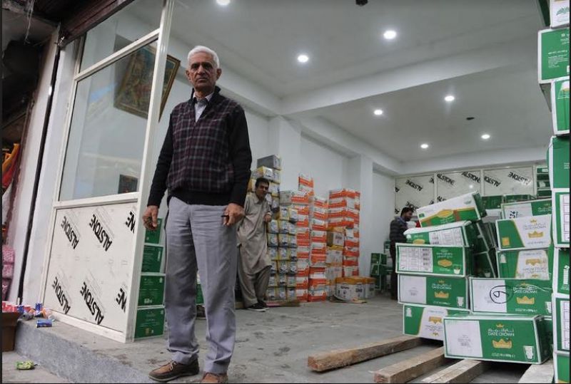  Roshan Lal Mawa at his renovated store in Srinagar's  labyrinth marketplace Gadd'a Kocha. (Photo: HU)