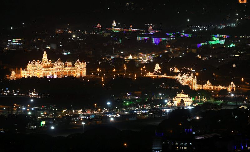Mysore Palace and the city during Dasara. (Photo: PTI)