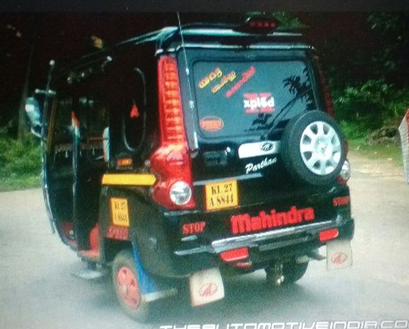 Auto driver Sunil's own three-wheeler Scorpio rickshaw.