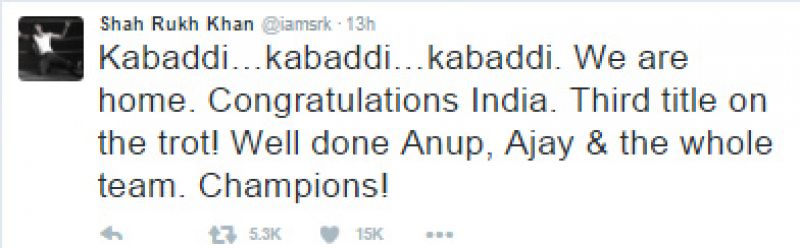 Bollywood stars congratulate Kabaddi World Cup Win