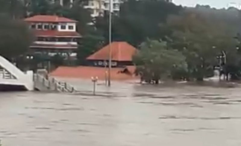 The Shiva temple in Kerala's Aluva district was almost under water following heavy rainfall on Thursday. (Photo: DC)