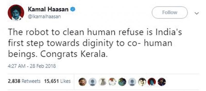 Screenshot of Kamal Haasan's tweet. 