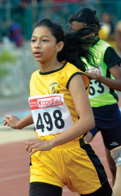 Mrudula Manoj of Carmel School, Vazhakkulam, Ernakulam, who came first in 100 metres girls under 14 category