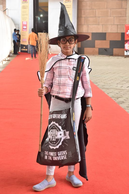 Ayushi, a superfan at the event, dressed as Harry Potter 