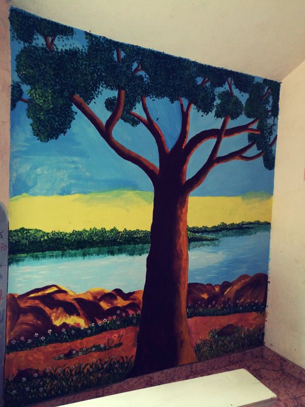 Wall painted by  children of Special Home, Poojappura.