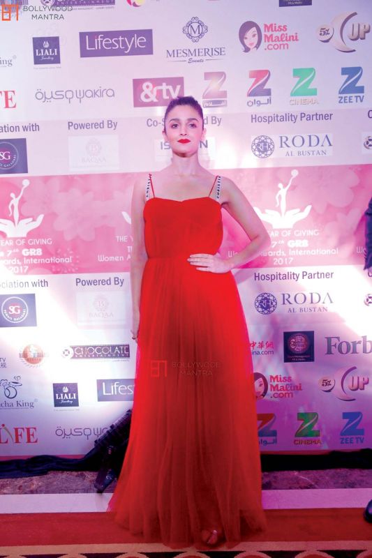 Alia Bhatt matches her red gown with a red lip