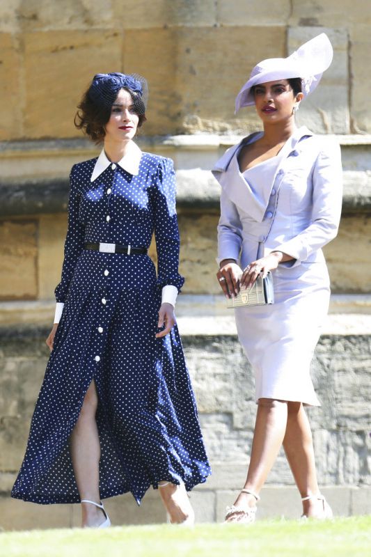 Abigail Spencer and Priyanka Chopra arrive for the wedding ceremony of Prince Harry and Meghan Markle. (Photo: AP)