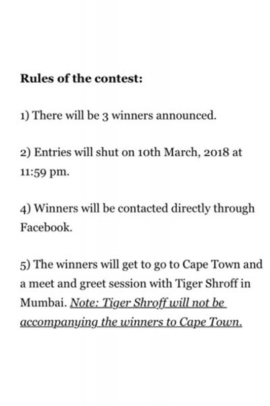 A contest for Tiger Shroff's visit in Cape Town