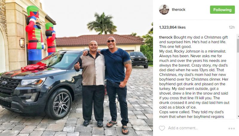Dwayne Johnson buys his father a car