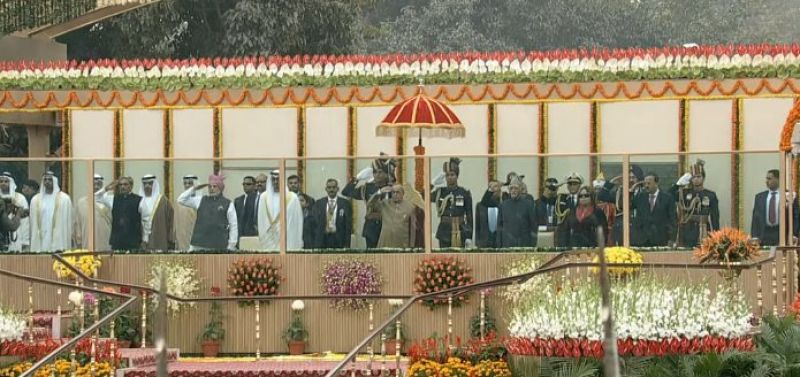 Tricolour unfurled at Rajpath.