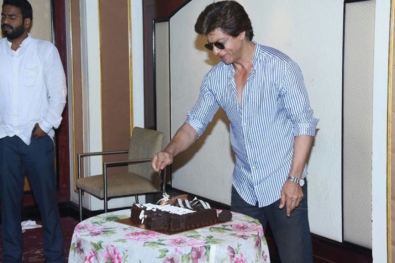 SRK during his birthday celebration with media at Taj Lands End in Bandra, Mumbai.