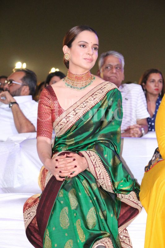 Kangana Ranaut, often spotted from the sets of 'Manikarnika: The Queen Of Jhansi', wore a traditional saree to the event.