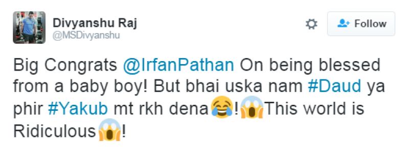 Irfan Pathan follower tweet
