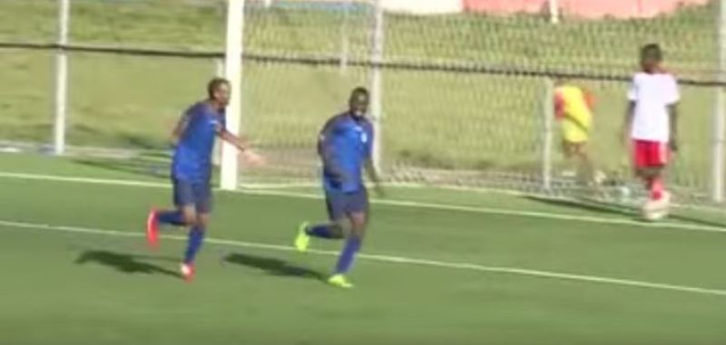 Ismail Mrisho Khalfan (cnetre) celebrates a goal in the first half of Mbao FC's u-20 game against Mwadui FC. (Photo: Youtube/ Screengrab)